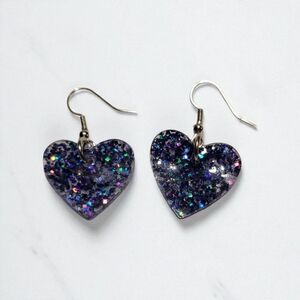 Heart-Shaped Glitter Earrings